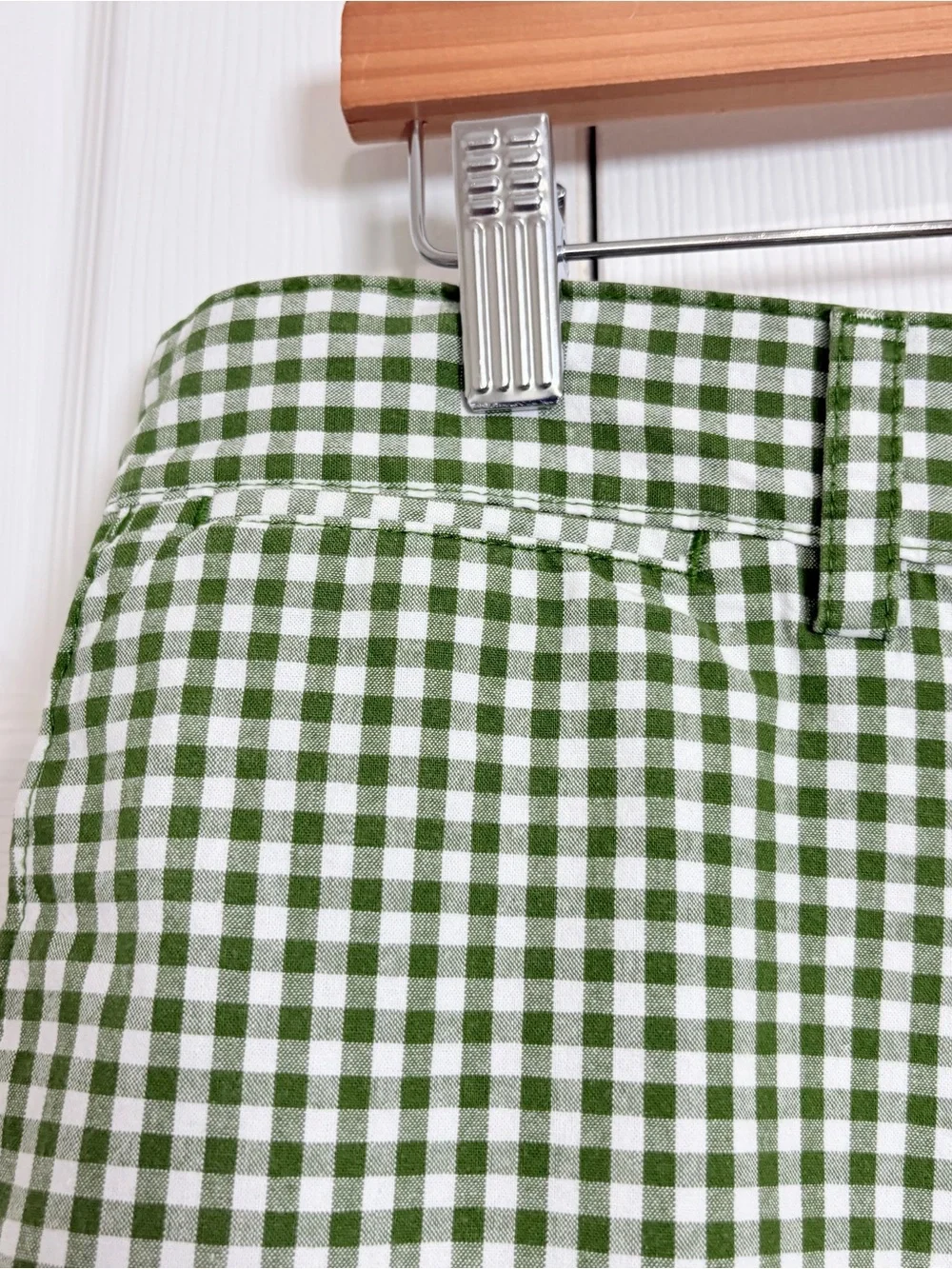 Banana Republic Green Gingham Flat-Front Shorts